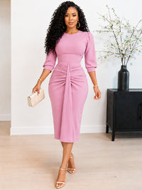 Solid Ruched Bodycon Dress