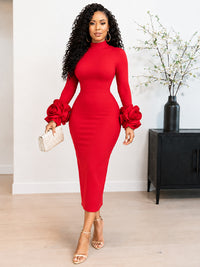 Floral-Sleeve Bodycon Dress