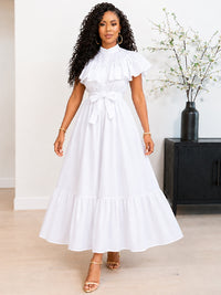 Solid Ruffle Shirt Dress