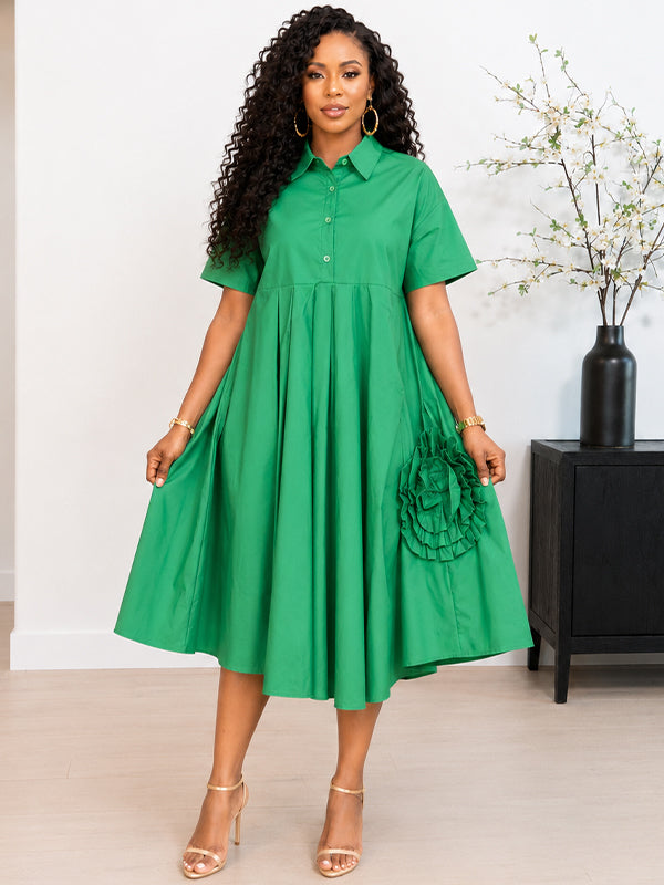 3D Floral Shirt Dress