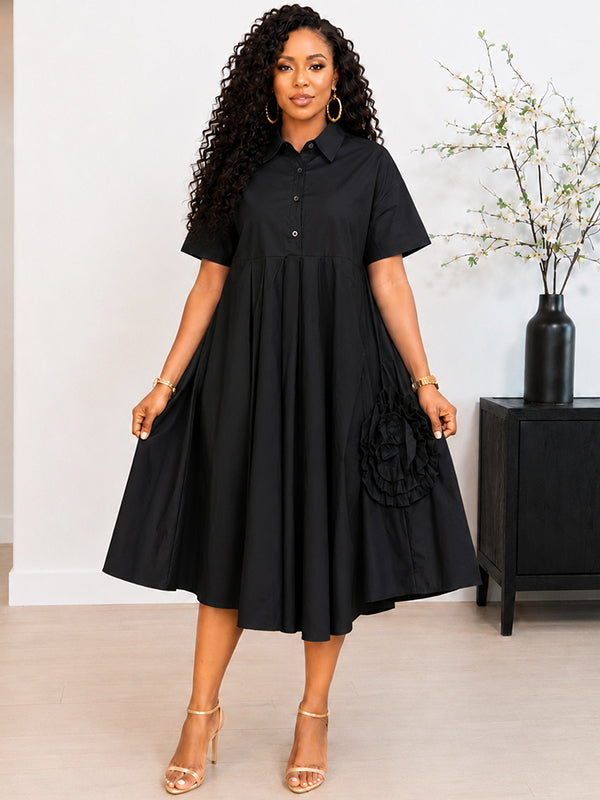 3D Floral Shirt Dress