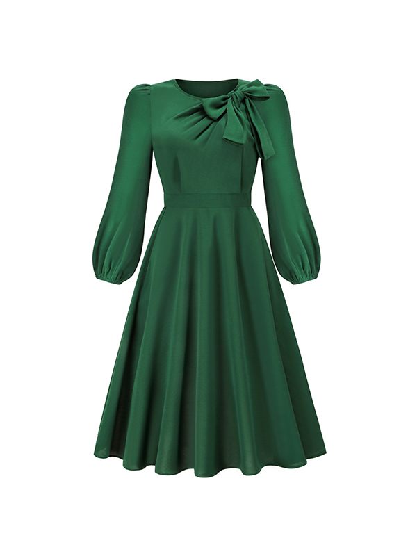 Solid Tied-Neck Midi Dress