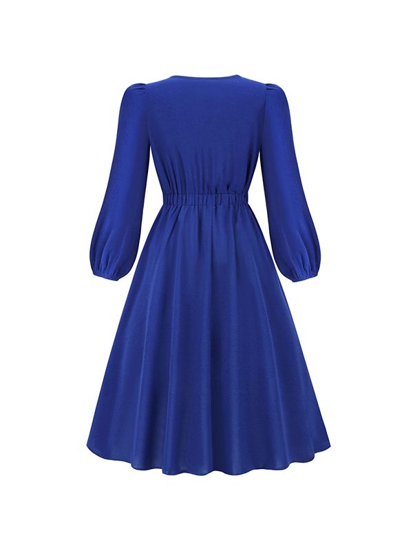 Solid Tied-Neck Midi Dress