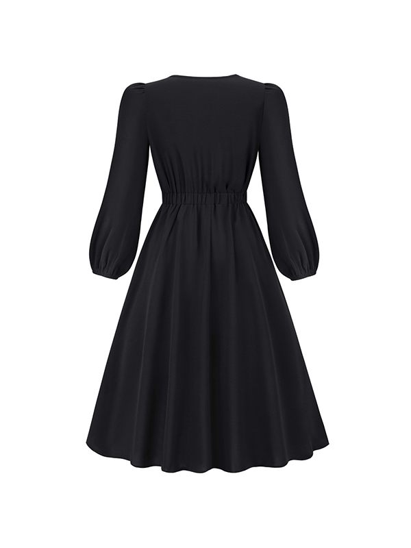 Solid Tied-Neck Midi Dress