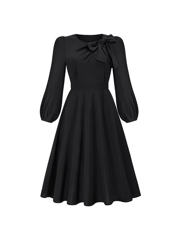 Solid Tied-Neck Midi Dress