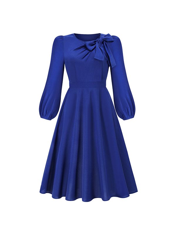 Solid Tied-Neck Midi Dress