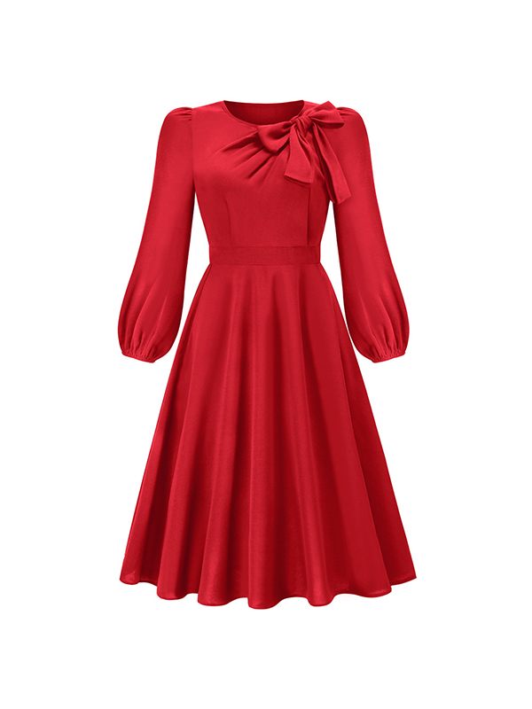 Solid Tied-Neck Midi Dress