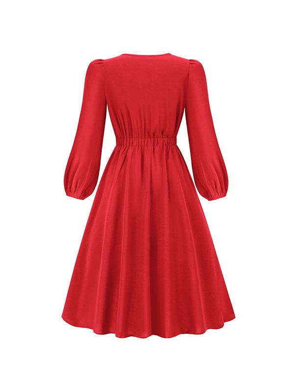 Solid Tied-Neck Midi Dress
