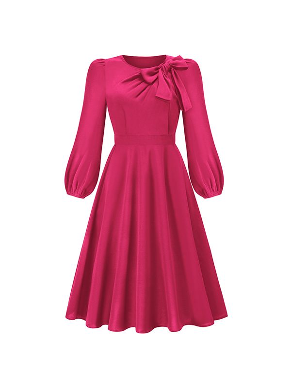 Solid Tied-Neck Midi Dress