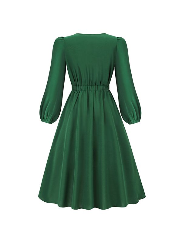 Solid Tied-Neck Midi Dress