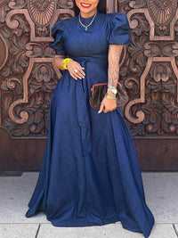Puff-Sleeve Tied Dress--Clearance
