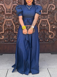 Puff-Sleeve Tied Dress--Clearance