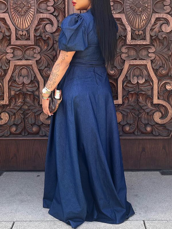Puff-Sleeve Tied Dress--Clearance