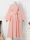 Bell-Sleeve Tied Dress