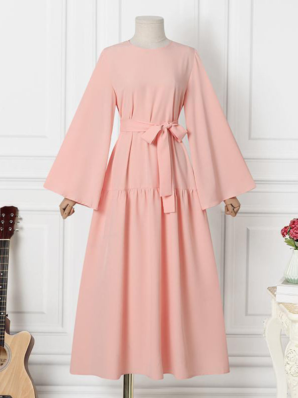Bell-Sleeve Tied Dress