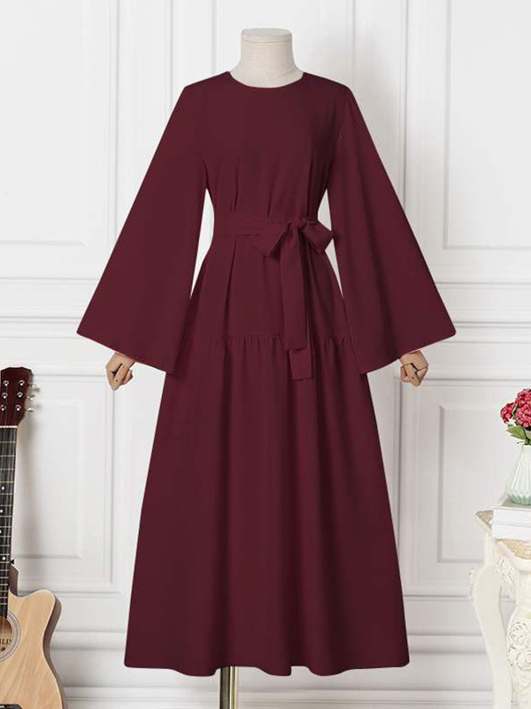 Bell-Sleeve Tied Dress