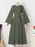 Bell-Sleeve Tied Dress