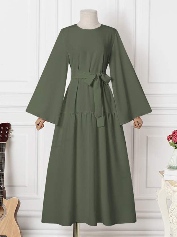 Bell-Sleeve Tied Dress