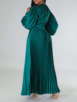 Solid Pleated Dress