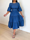 Belted Ruffle Denim Dress