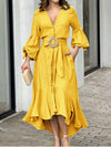 Belted Puff-Sleeve Shirt Dress