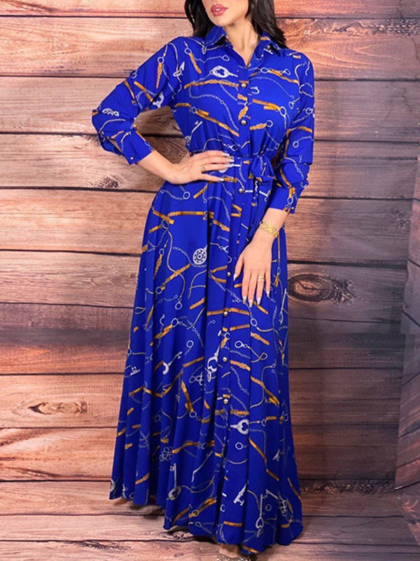 Printed Tied Shirt Dress