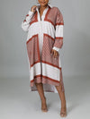 Printed Side-Slit Shirt Dress