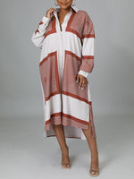 Printed Side-Slit Shirt Dress