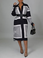 Printed Side-Slit Shirt Dress