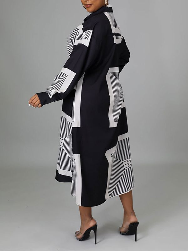 Printed Side-Slit Shirt Dress