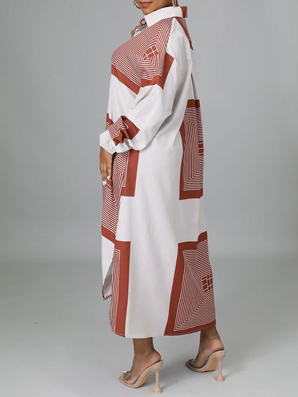 Printed Side-Slit Shirt Dress