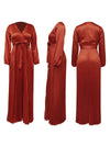 V-Neck Tied Pleated Dress