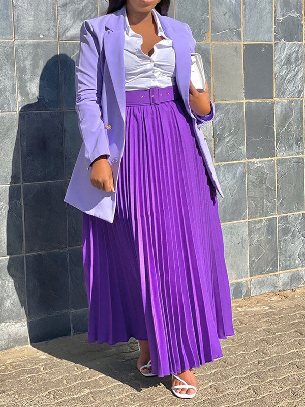 Belted Pleated Skirt