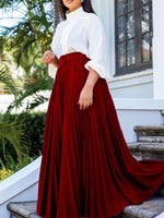Belted Pleated Skirt