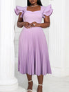 Beautiedoll Ruffle-Sleeve Pleated Dress