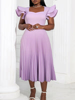 Beautiedoll Ruffle-Sleeve Pleated Dress