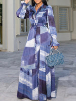 Printed Belted Shirt Dress