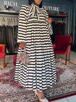 Stripe Tied-Neck Dress
