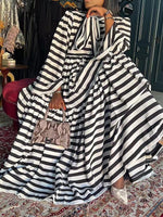 Stripe Tied-Neck Dress