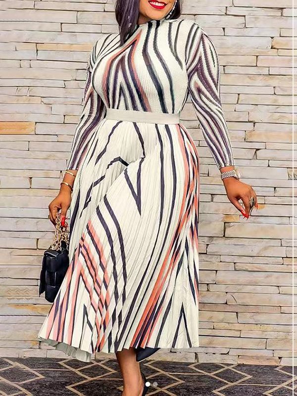 Printed Pleated Dress