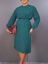 Solid Belted Pleated Dress