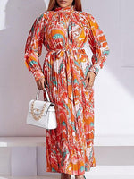 Printed Tied Pleated Dress