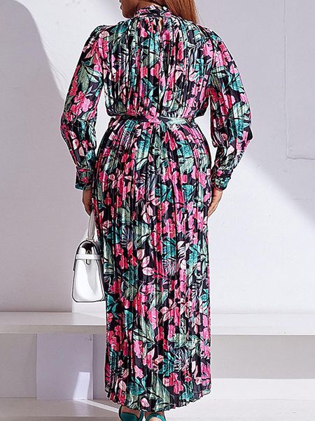Printed Tied Pleated Dress