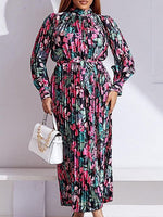 Printed Tied Pleated Dress