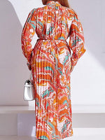 Printed Tied Pleated Dress