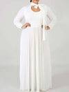 Solid Tied-Neck Pleated Dress