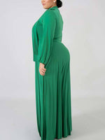 Solid Tied-Neck Pleated Dress