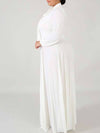 Solid Tied-Neck Pleated Dress