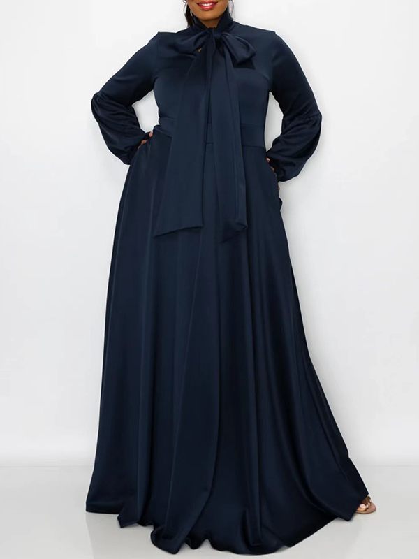 Solid Tied-Neck Maxi Dress