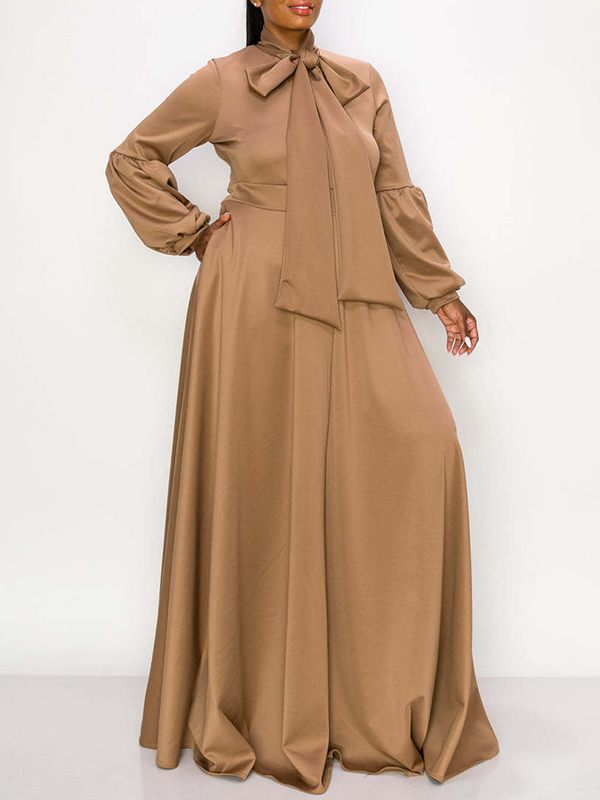 Solid Tied-Neck Maxi Dress